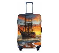 SDTYKHJ Housse de bagage de voyage, housse de protection tendance pour valise, bateau pirate au coucher du soleil, housses de bagages en élasthanne, housses de valises lavables et anti-rayures pour