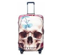 SDTYKHJ Housse de bagage de voyage, housse de protection tendance pour valise, motif tête de mort humaine, fleurs, housses de bagages en élasthanne, housses de valises lavables anti-rayures, housses