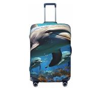 SDTYKHJ Housse de bagage de voyage tendance en élasthanne avec motif dauphins - Lavables - Anti-rayures - Pour valises de 45,7 à 81,3 cm, Noir , XL