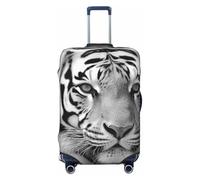 SDTYKHJ Housse de protection pour bagages de voyage tendance en élasthanne motif tigre noir et blanc lavable anti-rayures pour valises de 45,7 à 81,3 cm, Noir , M