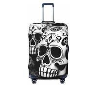 SDTYKHJ Housse de protection pour valises de voyage tendance en élasthanne avec motif crânes noirs et blancs - Lavables - Anti-rayures - Convient aux valises de 45,7 à 81,3 cm, Noir , L