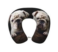 SDTYKHJ Little White Bulldog Oreiller de voyage confortable en forme de U en mousse à mémoire de forme pour soutien de la tête, oreiller de voyage pour avion, oreiller de voyage portable pour le cou