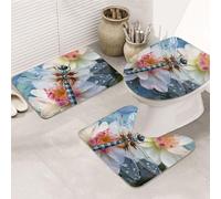 SDTYKHJ Lot de 3 tapis de bain ultra absorbants antidérapants et doux en forme de U pour couvercle de toilettes, baignoire/douche