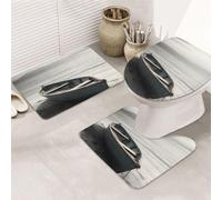SDTYKHJ Lot de 3 tapis de bain ultra absorbants et antidérapants pour salle de bain et douche Motif bateau au bord de la mer Tapis de douche et contour de WC
