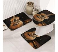 SDTYKHJ Lot de 3 tapis de bain ultra absorbants et antidérapants pour salle de bain et douche Motif guitare Old West