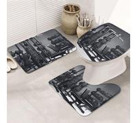 SDTYKHJ Lot de 3 tapis de bain ultra absorbants et antidérapants pour salle de bain, tapis de sol doux, tapis de douche en forme de U, couverture de couvercle de toilette pour baignoire/douche