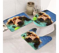 SDTYKHJ Lot de 3 tapis de bain ultra absorbants et antidérapants pour salle de bain, tapis de sol doux en forme de U, tapis de sol pour baignoire, douche