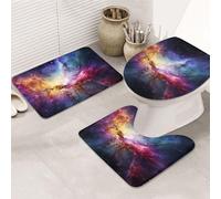 SDTYKHJ Lot de 3 tapis de bain ultra absorbants et antidérapants - Tapis de bain doux en forme de U - Motif nébuleuse et galaxie dans l'univers