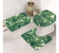 SDTYKHJ Lot de 3 tapis de bain ultra absorbants et antidérapants - Tapis de sol botanique doux en forme de U pour baignoire/douche