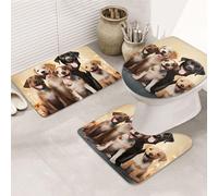 SDTYKHJ Lot de 3 tapis de bain ultra absorbants et antidérapants - Tapis de sol doux en forme de U - Tapis de toilette pour baignoire/douche