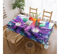 SDTYKHJ Nappe rectangulaire imperméable et facile à nettoyer, infroissable, pour table de salle à manger, motif pieuvre, colorée, décoration de ferme, 137 x 183 cm