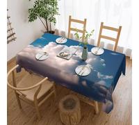 SDTYKHJ Nappe rectangulaire imperméable et facile à nettoyer, infroissable, pour table de salle à manger, bleu décoratif, 137 x 183 cm