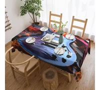 SDTYKHJ Nappe rectangulaire imperméable et facile à nettoyer, infroissable pour table de salle à manger, table de salle à manger, guitare électrique, musique, nappe décorative de ferme, 137 x 183 cm