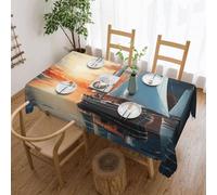 SDTYKHJ Nappe rectangulaire imperméable et facile à nettoyer, infroissable, pour table de salle à manger, motif paysage de voile, nappe décorative de ferme, 137 x 183 cm