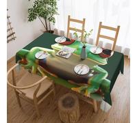 SDTYKHJ Nappe rectangulaire imperméable facile à nettoyer, infroissable, pour table de salle à manger, motif grenouille amusante, vert, 137 x 183 cm