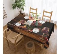 SDTYKHJ Nappe rectangulaire imperméable facile à nettoyer, infroissable pour table de salle à manger, motif animal et vin rouge, 137 x 183 cm