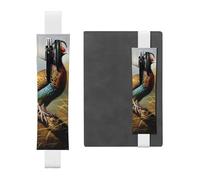 SDTYKHJ Porte-crayons en cuir avec bande élastique pour bloc-notes, faisans, animaux, pochette à stylos, journal, marque-page - Convient pour ordinateurs portables de 20,3 cm à 10" - Noir, blanc,