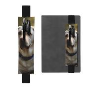 SDTYKHJ Porte-crayons en cuir avec bande élastique pour bloc-notes, labrador, pochette réglable, pour journal intime, marque-page de 20,3 cm à 10", noir, Noir , Taille unique