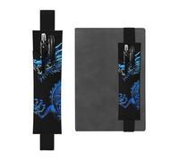 SDTYKHJ Porte-crayons en cuir avec bande élastique pour bloc-notes - Motif dragon bleu - Réglable - Pour carnet de notes de 20,3 cm à 10" - Noir, Noir , Taille unique