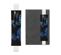 SDTYKHJ Porte-crayons en cuir avec bande élastique pour bloc-notes - Motif dragon bleu - Réglable - Pour carnet de notes de 20,3 cm à 10" - Noir, blanc, Taille unique