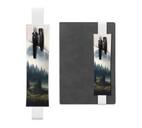 SDTYKHJ Porte-crayons en cuir avec bande élastique pour bloc-notes paysage montagne stylo pochette réglable pour journal journal marque-page 20,3 cm à 10" Noir, blanc, Taille unique