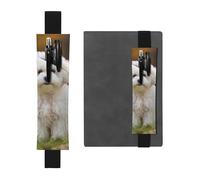 SDTYKHJ Porte-crayons en cuir avec bande élastique pour carnet de notes, bichon frisé - Pochette réglable pour journal intime, marque-page - Convient pour ordinateurs portables de 20,3 cm à 10" -