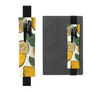 SDTYKHJ Porte-crayons en cuir avec bande élastique pour carnet de notes, carnet de notes et marque-page - Motif citron - Réglable - Convient pour les ordinateurs portables de 20,3 cm à 10" - Noir,