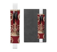 SDTYKHJ Porte-crayons en cuir avec bande élastique pour carnet de notes - Couronne rouge - Pochette réglable - Pour carnet de notes de 20,3 cm à 10" - Noir, blanc, Taille unique