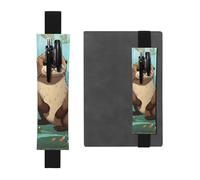 SDTYKHJ Porte-crayons en cuir avec bande élastique pour carnet de notes de dessin animé mignon loutre pochette réglable pour journal journal marque-page 20,3 cm à 10" Noir, Noir , Taille unique