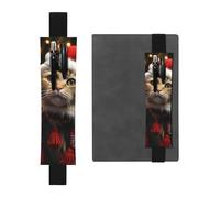 SDTYKHJ Porte-crayons en cuir avec bande élastique pour carnet de notes de Noël en forme de chat - Pochette réglable pour journal ou marque-page - Convient pour ordinateurs portables de 20,3 cm à 10"