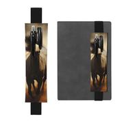 SDTYKHJ Porte-crayons en cuir avec bande élastique pour carnet de notes, de nombreux chevaux, pochette réglable, pour journal intime, marque-page de 20,3 cm à 10", noir, Noir , Taille unique