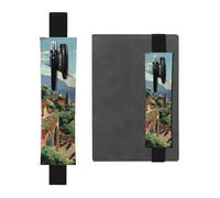 SDTYKHJ Porte-crayons en cuir avec bande élastique pour carnet de notes d'été méditerranéen - Pochette réglable pour carnet de notes de 20,3 cm à 10" - Noir, Noir , Taille unique