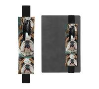 SDTYKHJ Porte-crayons en cuir avec bande élastique pour carnet de notes drôle bouledogue anglais - Pochette réglable pour carnet de notes de 20,3 cm à 10" - Noir, Noir , Taille unique