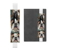 SDTYKHJ Porte-crayons en cuir avec bande élastique pour carnet de notes drôle bouledogue anglais - Pochette réglable pour carnet de notes de 20,3 cm à 10" - Noir, blanc, Taille unique