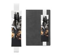 SDTYKHJ Porte-crayons en cuir avec bande élastique pour carnet de notes drôle chiot chien pochette à stylos pochette réglable pour journal journal marque-page 20,3 cm à 10" Noir, blanc, Taille unique