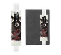 SDTYKHJ Porte-crayons en cuir avec bande élastique pour carnet de notes drôle raton laveur - Pochette réglable - Convient pour les ordinateurs portables de 20,3 cm à 10" - Noir, blanc, Taille unique