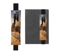 SDTYKHJ Porte-crayons en cuir avec bande élastique pour carnet de notes égyptiens chameaux pochette réglable pour journal journal marque-page 20,3 cm à 10" Noir, Noir , Taille unique