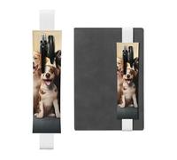 SDTYKHJ Porte-crayons en cuir avec bande élastique pour carnet de notes et marque-pages - Pour carnet de notes de 20,3 cm à 10" - Noir, blanc, Taille unique