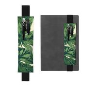 SDTYKHJ Porte-crayons en cuir avec bande élastique pour carnet de notes - Feuillage vert botanique - Pochette réglable pour journal - Marque-page - Convient pour ordinateurs portables de 20,3 cm à 10"