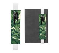 SDTYKHJ Porte-crayons en cuir avec bande élastique pour carnet de notes - Feuillage vert botanique - Pochette réglable pour journal - Marque-page - Convient pour ordinateurs portables de 20,3 cm à 10"