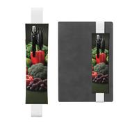 SDTYKHJ Porte-crayons en cuir avec bande élastique pour carnet de notes, fruits et légumes, pochette réglable, pour journal intime, marque-page de 20,3 cm à 10", noir, blanc, Taille unique