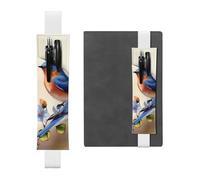 SDTYKHJ Porte-crayons en cuir avec bande élastique pour carnet de notes Happy Bluebirds - Pochette réglable pour journal et marque-page - Convient pour les ordinateurs portables de 20,3 cm à 10" -