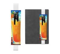 SDTYKHJ Porte-crayons en cuir avec bande élastique pour carnet de notes Happy Hour - Pochette réglable pour journal intime, marque-page - Convient pour ordinateurs portables de 8" à 10" - Noir, blanc,