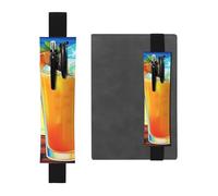 SDTYKHJ Porte-crayons en cuir avec bande élastique pour carnet de notes Happy Hour - Pochette réglable pour journal intime, marque-page - Convient pour ordinateurs portables de 8" à 10" - Noir, Noir ,