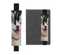 SDTYKHJ Porte-crayons en cuir avec bande élastique pour carnet de notes Husky Piquant Dog - Pochette réglable pour journal intime, marque-page - Convient pour ordinateurs portables de 20,3 cm à 10" -