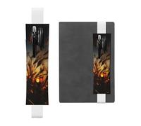 SDTYKHJ Porte-crayons en cuir avec bande élastique pour carnet de notes marron nuit blé, pochette réglable, pour journal intime, marque-page de 20,3 cm à 10", noir, blanc, Taille unique