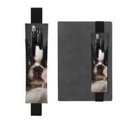 SDTYKHJ Porte-crayons en cuir avec bande élastique pour carnet de notes mignon Boston Terrier - Pochette réglable pour carnet de notes de 20,3 cm à 10" - Noir, Noir , Taille unique