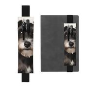SDTYKHJ Porte-crayons en cuir avec bande élastique pour carnet de notes mignon schnauzer - Pochette réglable pour journal, marque-page - Convient pour ordinateurs portables de 20,3 cm à 10" - Noir,