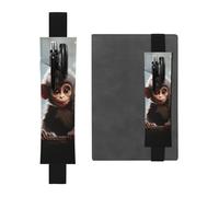 SDTYKHJ Porte-crayons en cuir avec bande élastique pour carnet de notes mignon singe pochette réglable pour journal journal marque-page 20,3 cm à 10" Noir, Noir , Taille unique