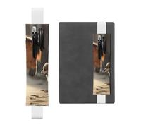 SDTYKHJ Porte-crayons en cuir avec bande élastique pour carnet de notes - Motif chien mignon et cheval - Pochette réglable - Pour carnet de notes de 20,3 cm à 10" - Noir, blanc, Taille unique